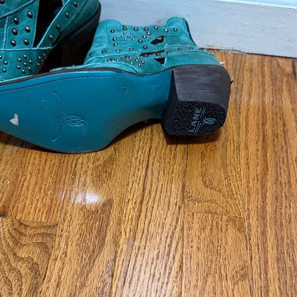 Stylish Teal Ankle Boots with Studs - Picture 2 of 6